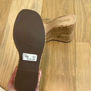 Schutz clear platform cork heel never worn in box